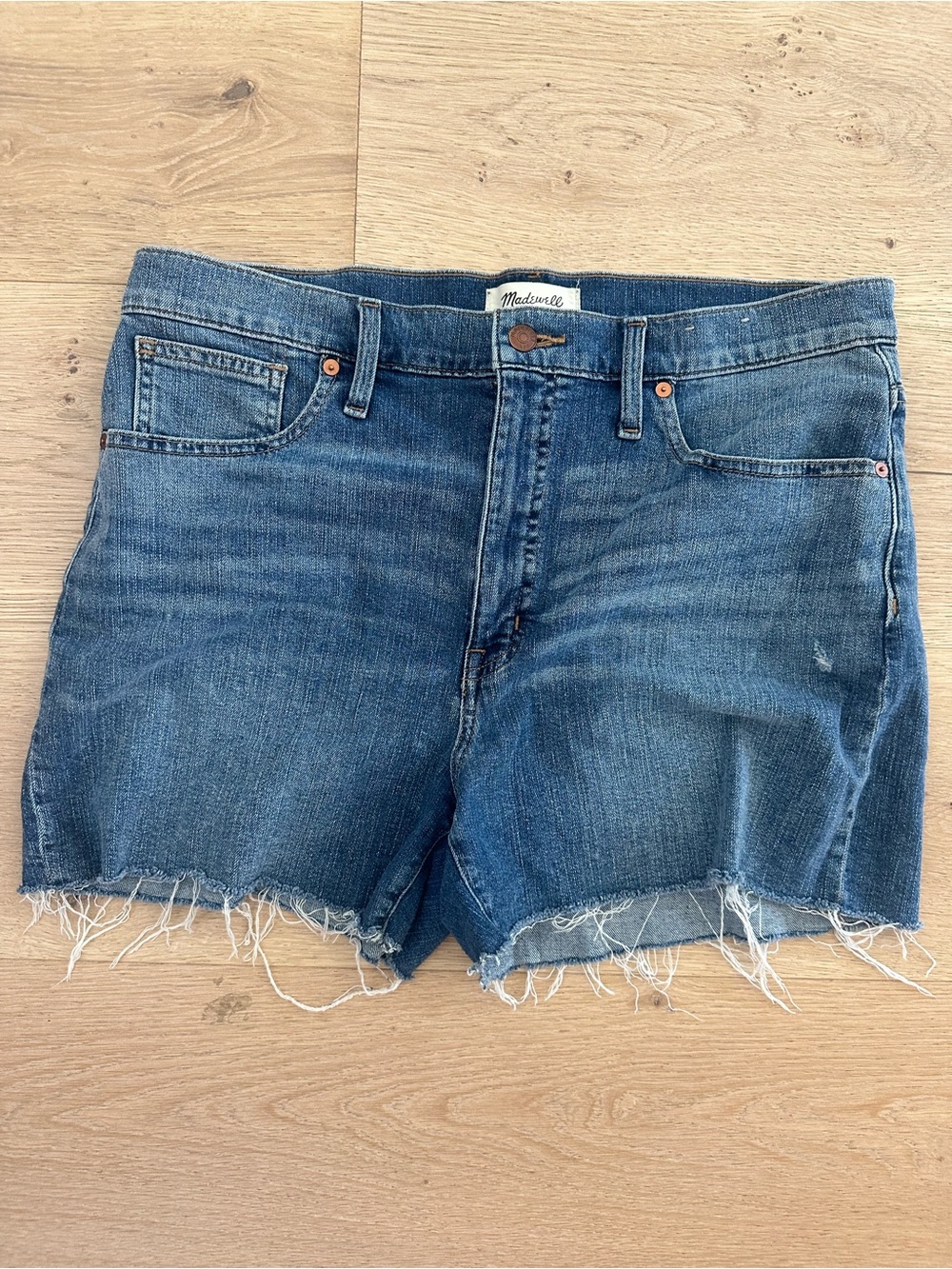 Madewell high waisted Frayed Hem Denim Shorts - Blue Wash